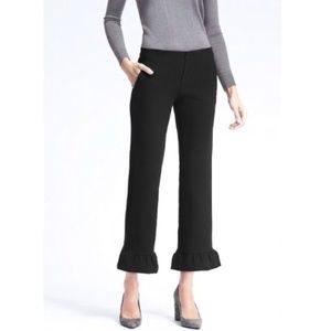 Banana Republic Black Logan Crop Pants Ruffle Bottom NWT